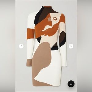 Fendi Intarsia-knit turtleneck mini dress
